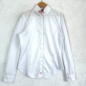Ariat Pro Series Equestrian Wrap Collar Mesh Sleeves Show Shirt Womens XS White